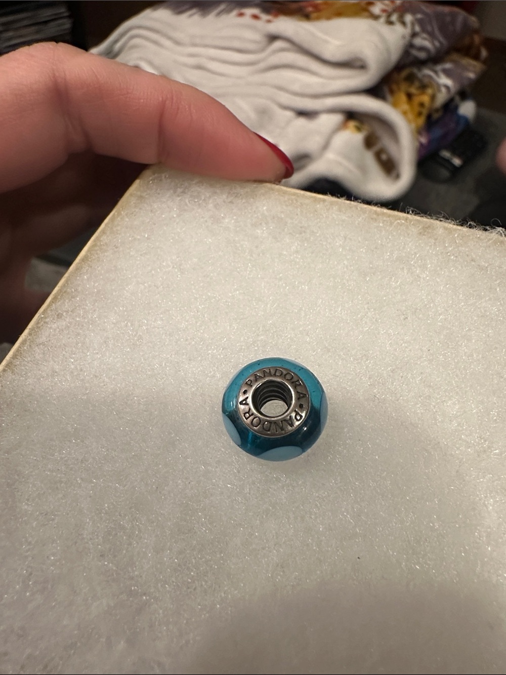 Pandora Blue Murano Glass Charm with Silver Core